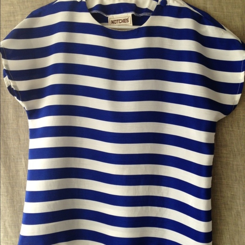 Vintage White and blue strips top